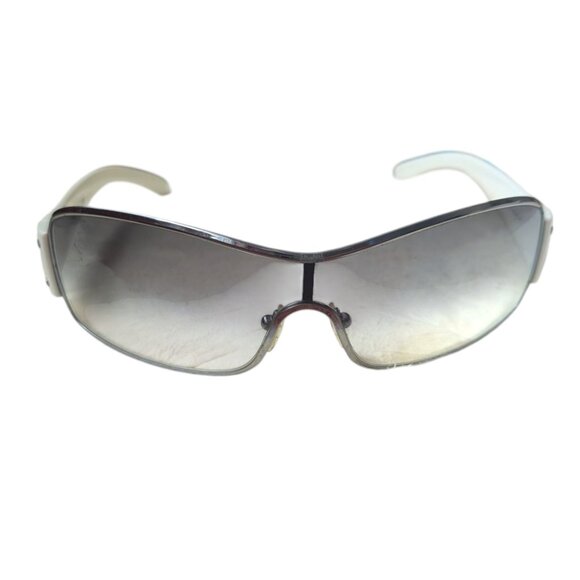 Vintage Prada Sheild Sunglasses Y2K Sport SPS 52E 4AO-5D1 125 White Frame Grey - Picture 2 of 10